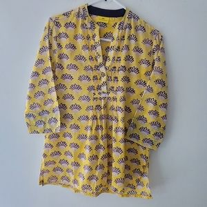 Yellow and navy Roberta Roller Rabbit 3/4 sleeve top size xsmall